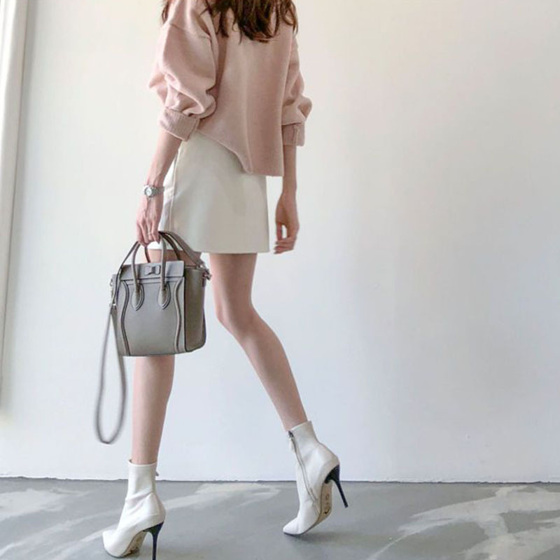 Korean White Short Skirts Women Spring Autumn with Pocket Commute Office Lady Mini Skirts Casual All-Match A-Line Suit Skirt