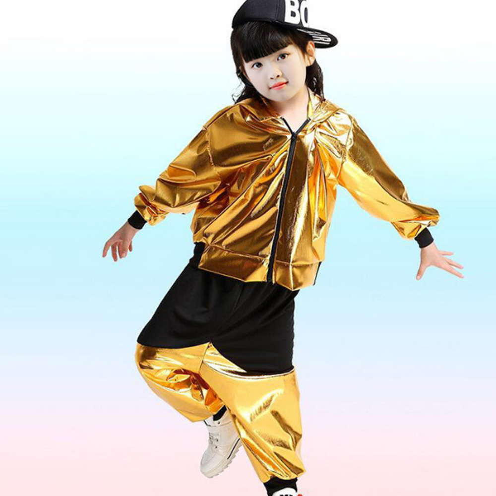 Children Fashion Jazz Dancewear Costumes Hip Hop Dance UK Gold Silver - Picture 4 of 5