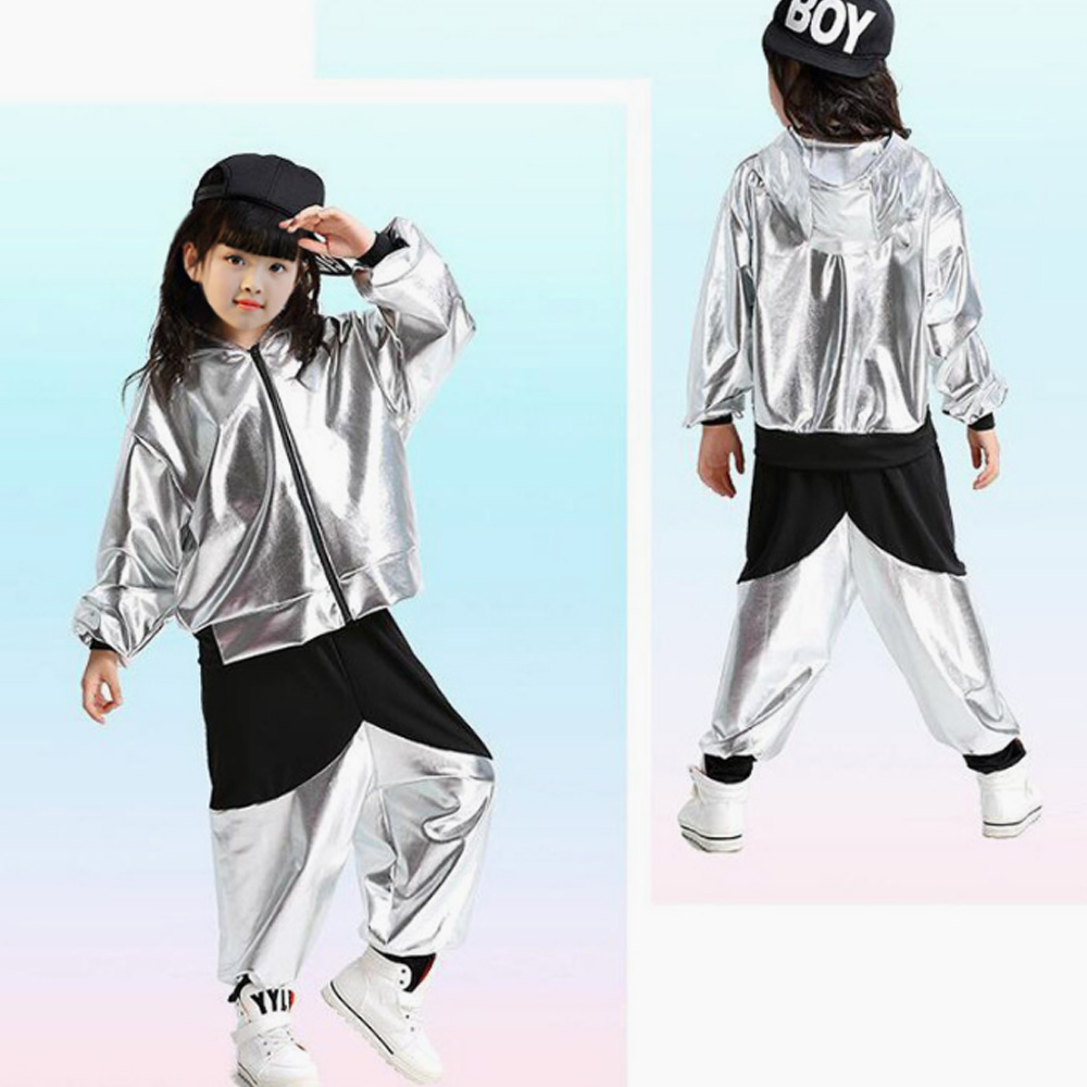 Children Fashion Jazz Dancewear Costumes Hip Hop Dance UK Gold Silver - Picture 5 of 5