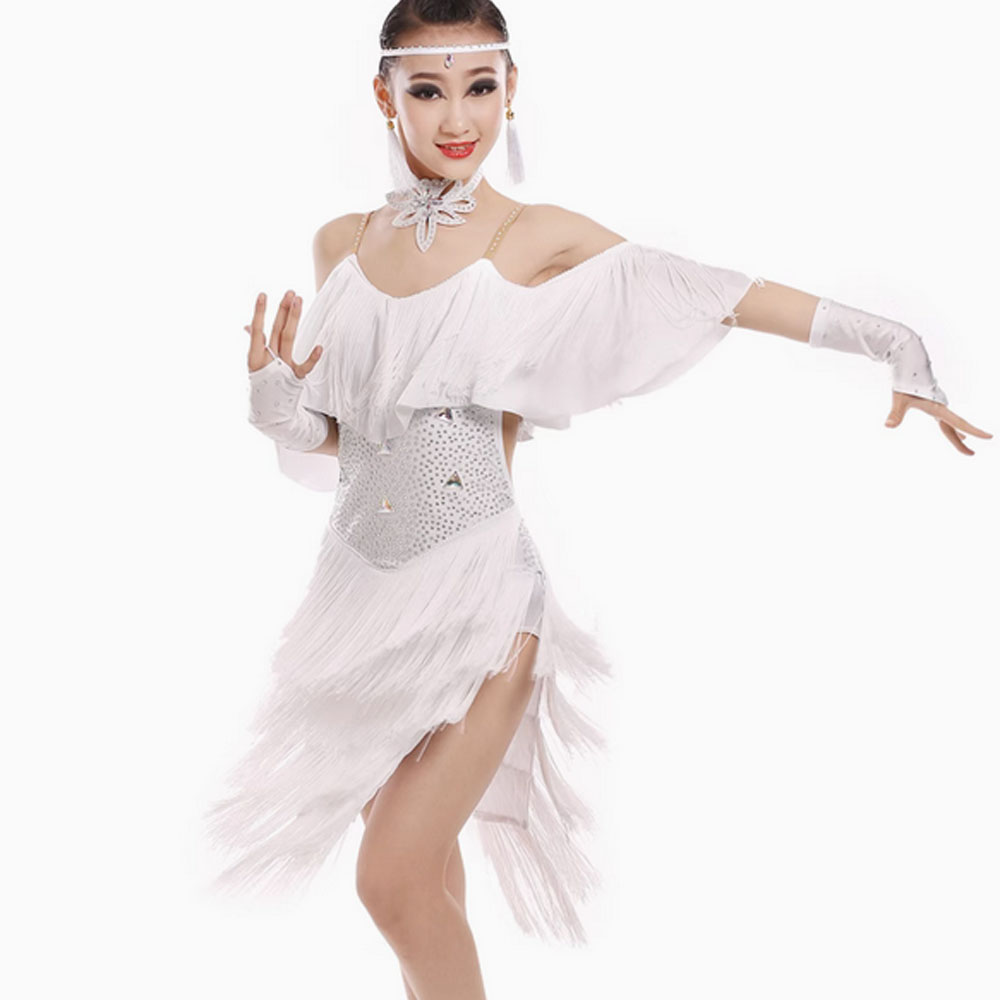 Children's Professional Latin Dance Performance Costume Tassel Girls Beautiful - Picture 18 of 18