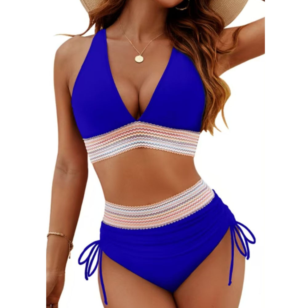 Bikini donna spacco vita alta dimagrante cravatta collo aderente ragazza - Foto 22 di 28