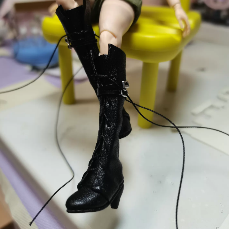 1/12 Scale Female Lace-up High Boots Model For 6" Romankey Action Figure Body
