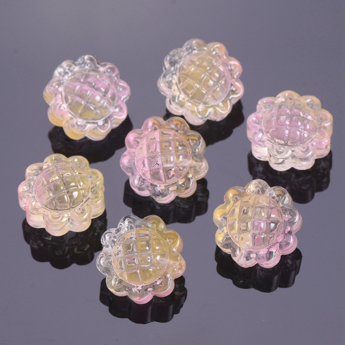 10pcs Handmade Sunflower 15mm Lampwork Glass Loose Beads For Jewelry Making - Picture 12 of 13