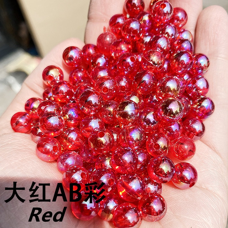 100 pz perline sciolte rotonde AB lucide 6/8/10 mm plastica acrilica per gioielleria - Foto 11 di 16