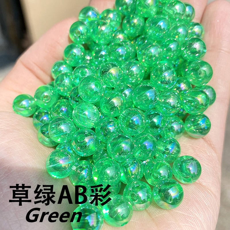 100 pz perline sciolte rotonde AB lucide 6/8/10 mm plastica acrilica per gioielleria - Foto 13 di 16