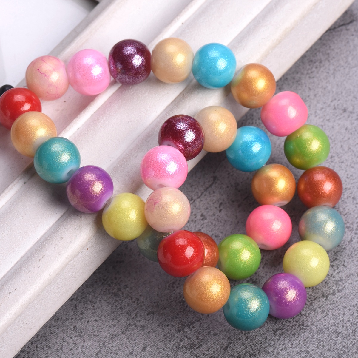 4mm 6mm 8mm 10mm Round Shiny Foil Coated Opaque Glass Loose Spacer Beads Lot - Picture 4 of 19