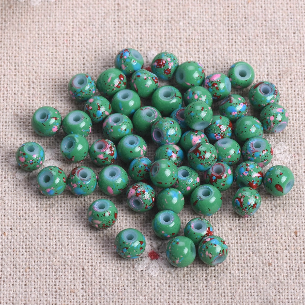 Lote de 50 cuentas espaciadoras sueltas de vidrio opaco recubierto de pintura redonda de 6 mm de 6 mm - Imagen 8 de 48