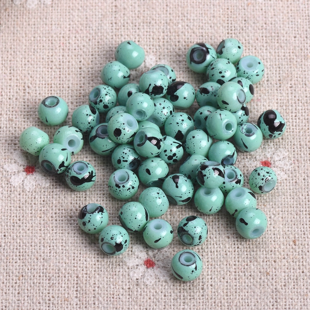 Lote de 50 cuentas espaciadoras sueltas de vidrio opaco recubierto de pintura redonda de 6 mm de 6 mm - Imagen 11 de 48