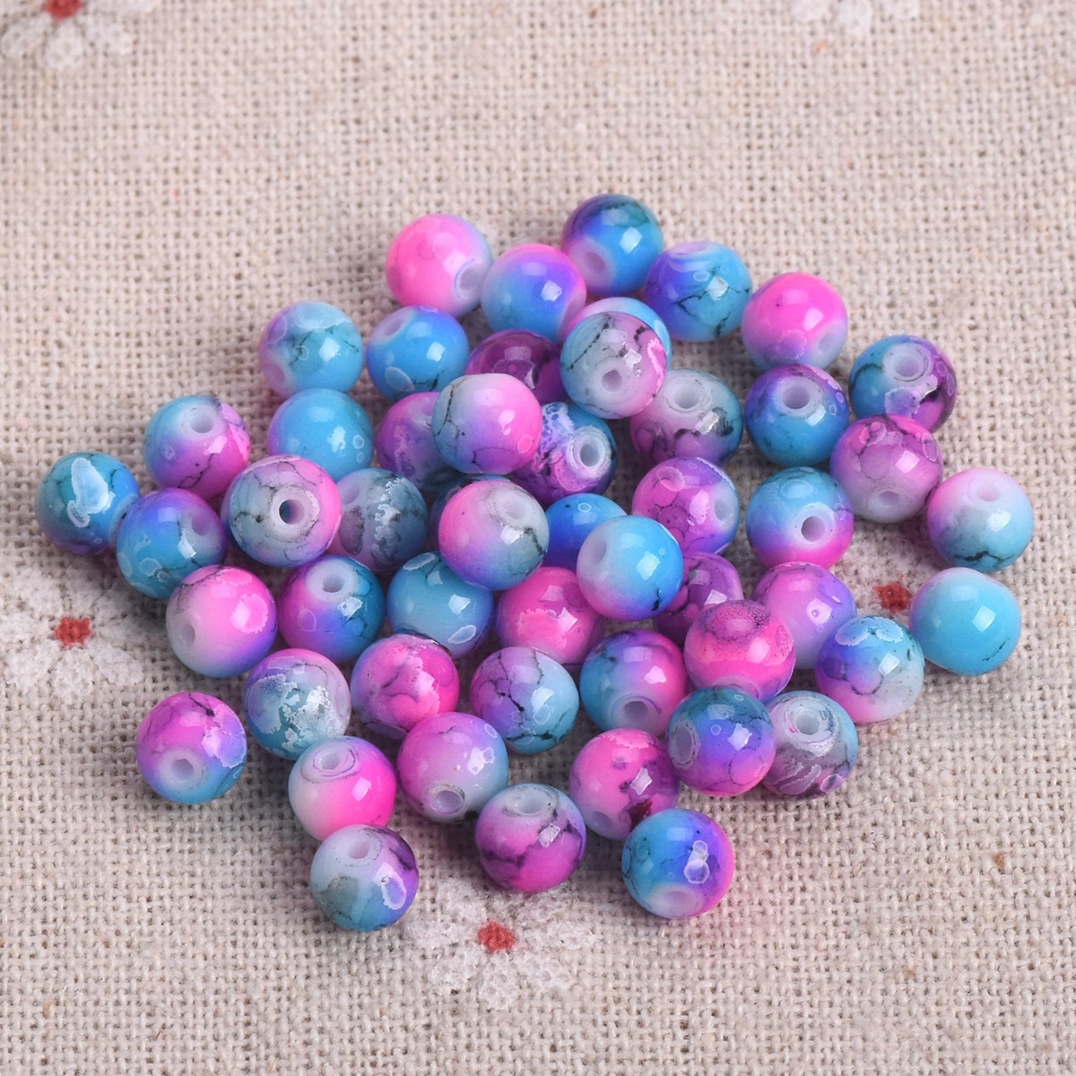 Lote de 50 cuentas espaciadoras sueltas de vidrio opaco recubierto de pintura redonda de 6 mm de 6 mm - Imagen 19 de 48