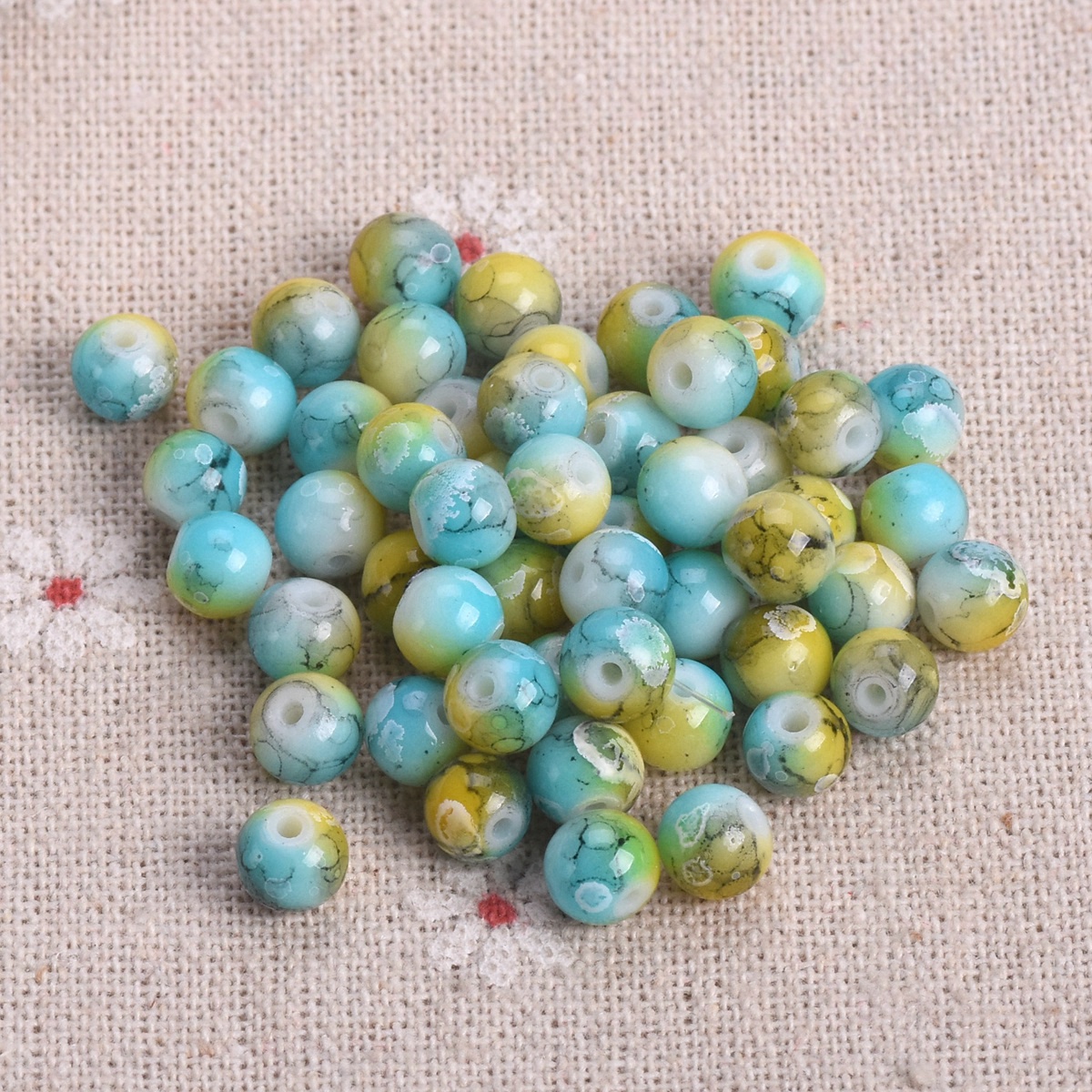 Lote de 50 cuentas espaciadoras sueltas de vidrio opaco recubierto de pintura redonda de 6 mm de 6 mm - Imagen 20 de 48