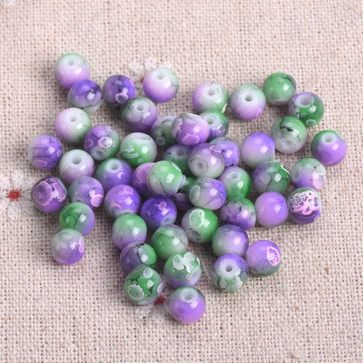 Lote de 50 cuentas espaciadoras sueltas de vidrio opaco recubierto de pintura redonda de 6 mm de 6 mm - Imagen 21 de 48