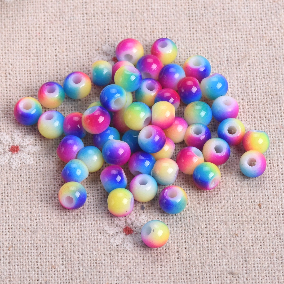 Lote de 50 cuentas espaciadoras sueltas de vidrio opaco recubierto de pintura redonda de 6 mm de 6 mm - Imagen 35 de 48