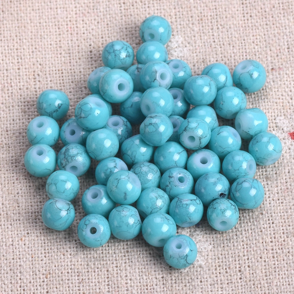 Lote de 50 cuentas espaciadoras sueltas de vidrio opaco recubierto de pintura redonda de 6 mm de 6 mm - Imagen 43 de 48