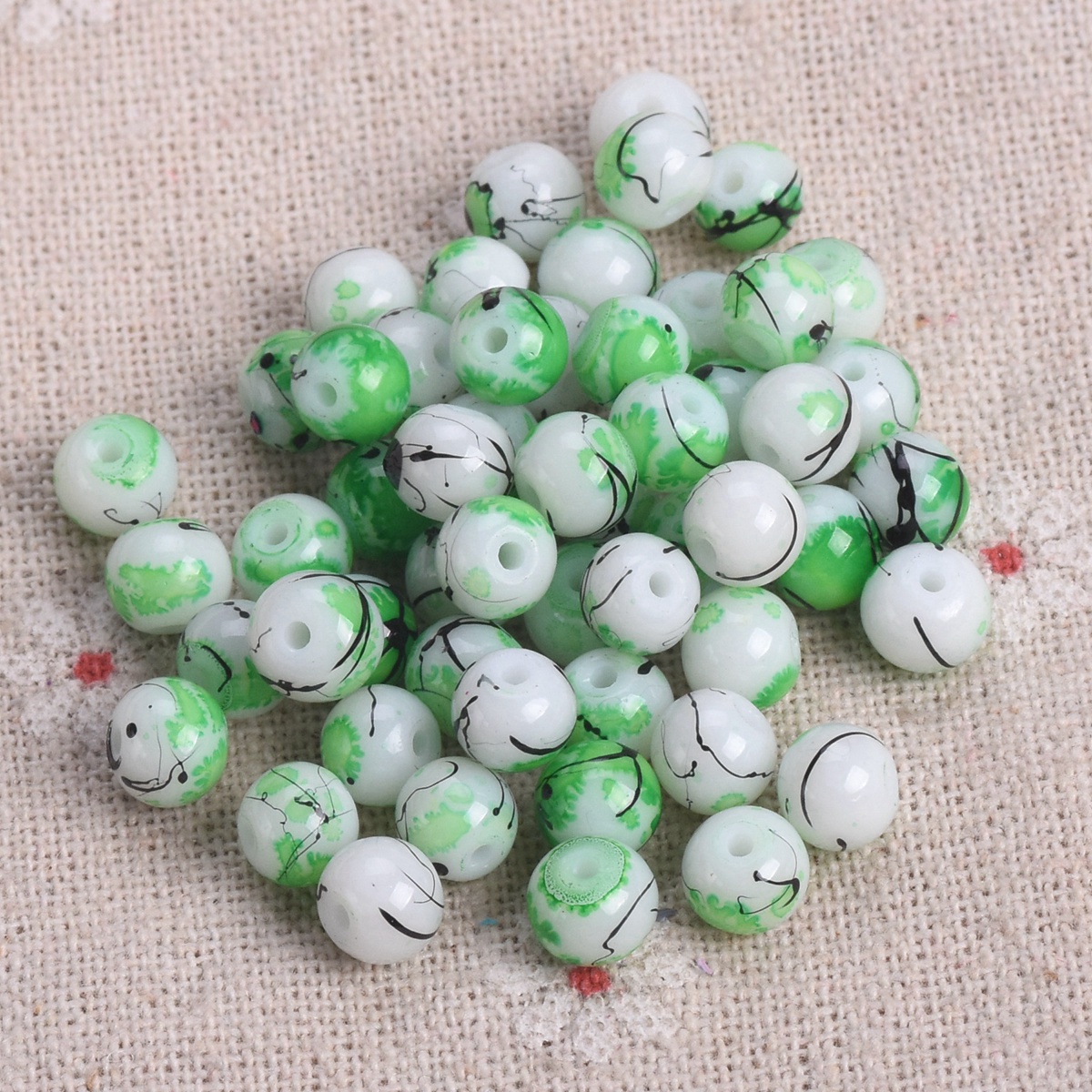Lote de 50 cuentas espaciadoras sueltas de vidrio opaco recubierto de pintura redonda de 6 mm de 6 mm - Imagen 45 de 48
