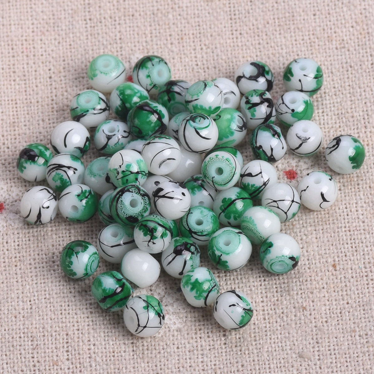 Lote de 50 cuentas espaciadoras sueltas de vidrio opaco recubierto de pintura redonda de 6 mm de 6 mm - Imagen 47 de 48
