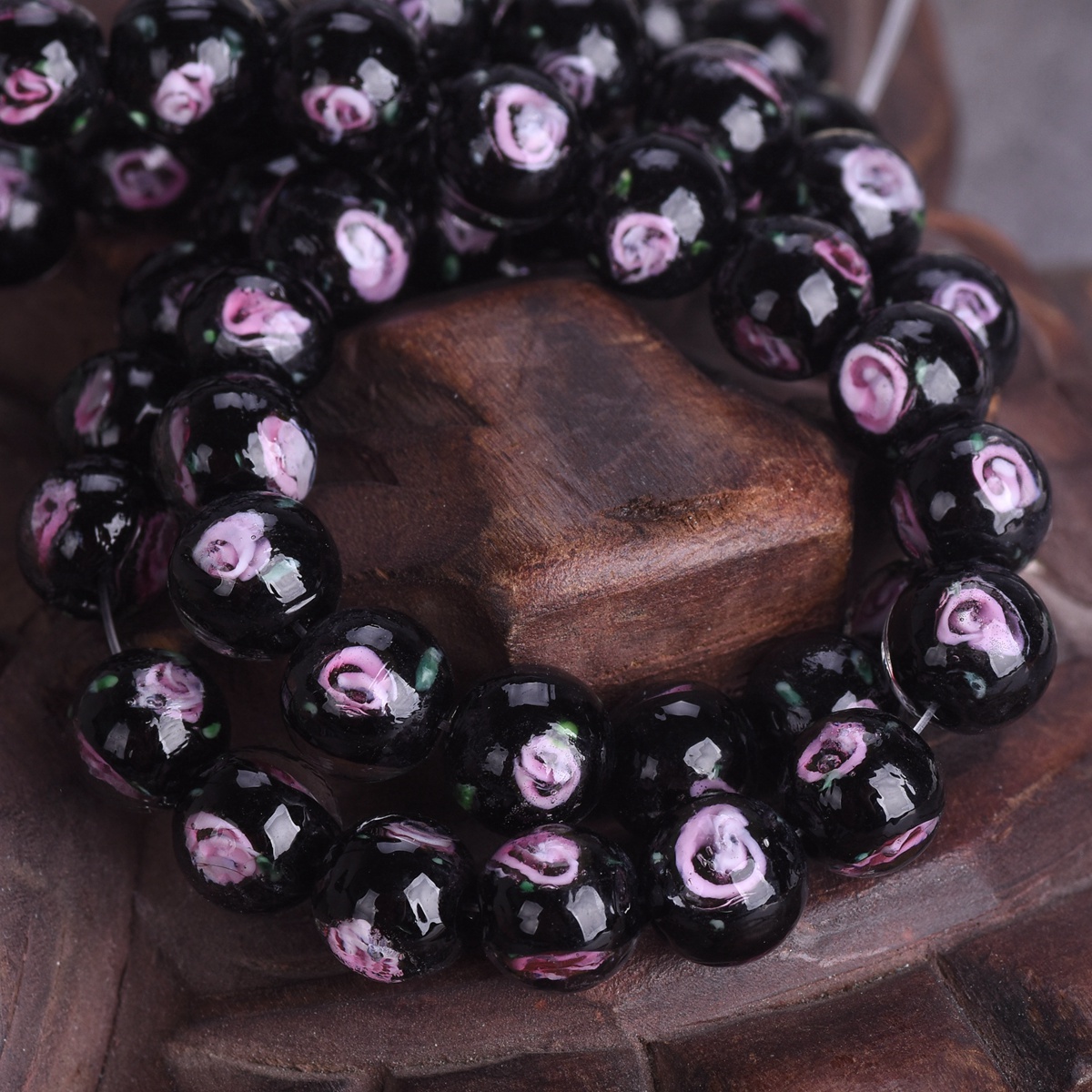 10 Stück 10mm Rund Handgefertigt Blume Muster Lampwork Glas Lose Perlen - Picture 11 of 11