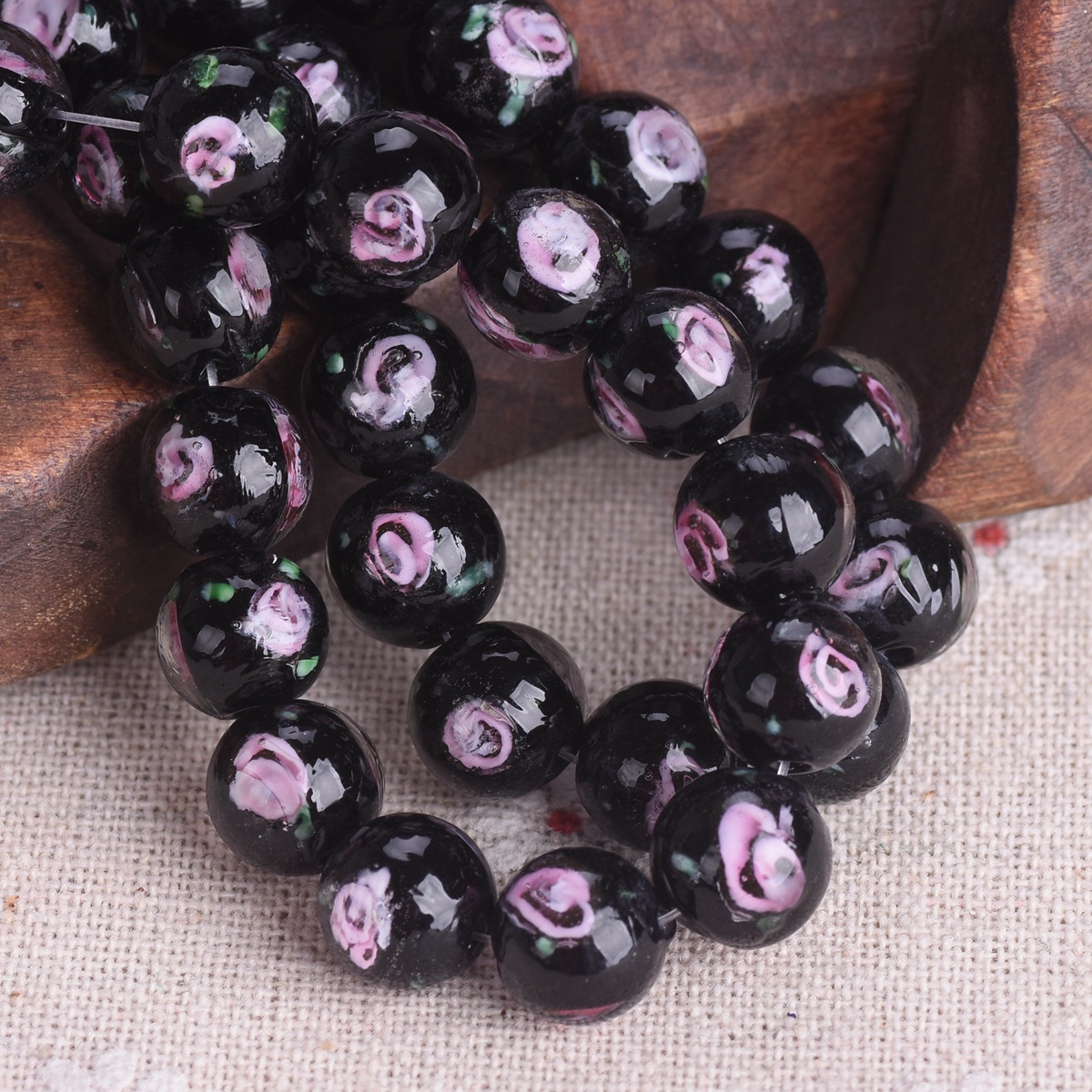 10pcs 10mm Round Handmade Rose Flower Lampwork Glass Beads For Jewelry Making - Picture 13 of 13