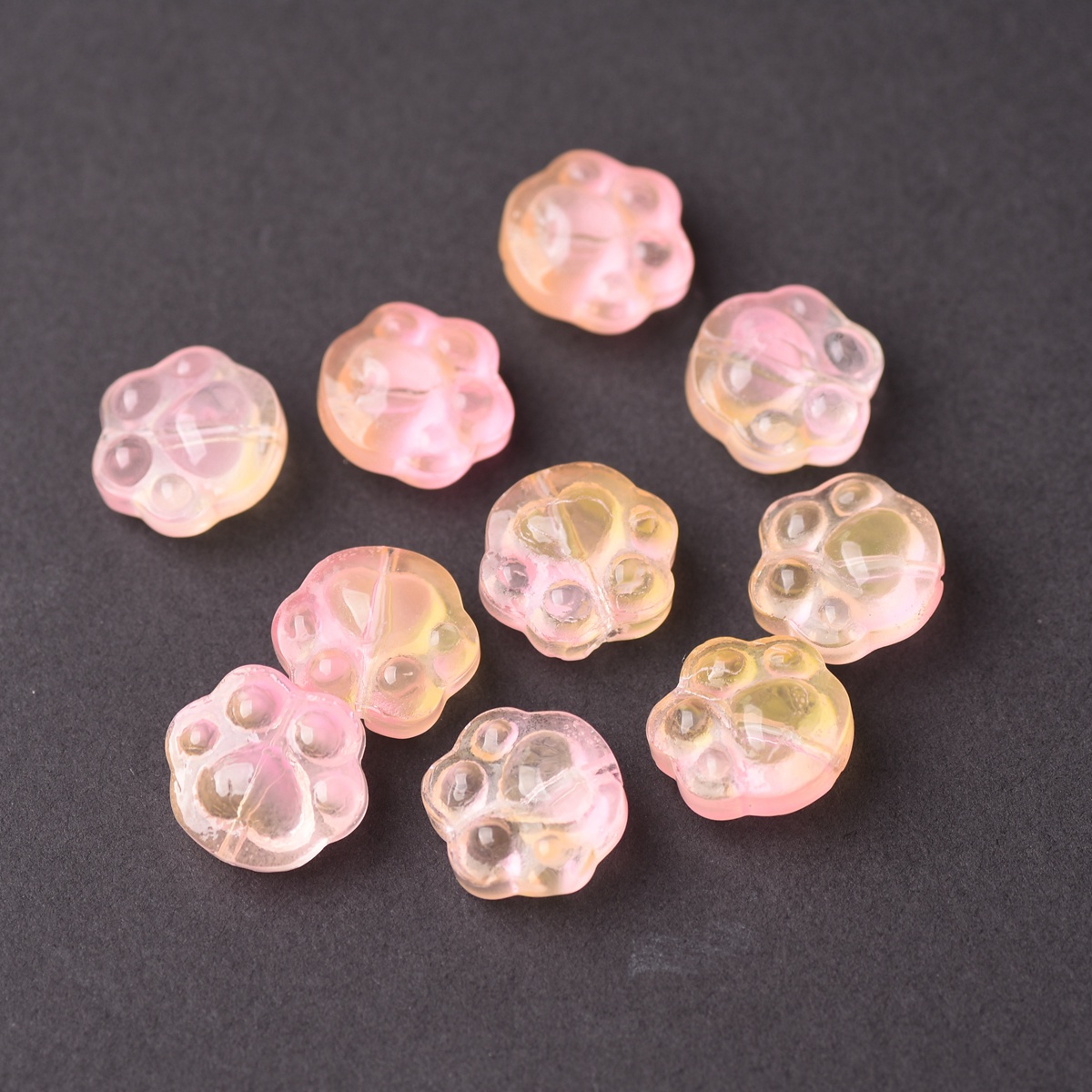 10pcs Bears Paw Shape Colorful Lampwork Glass Loose Beads For Jewelry Making - Picture 7 of 16