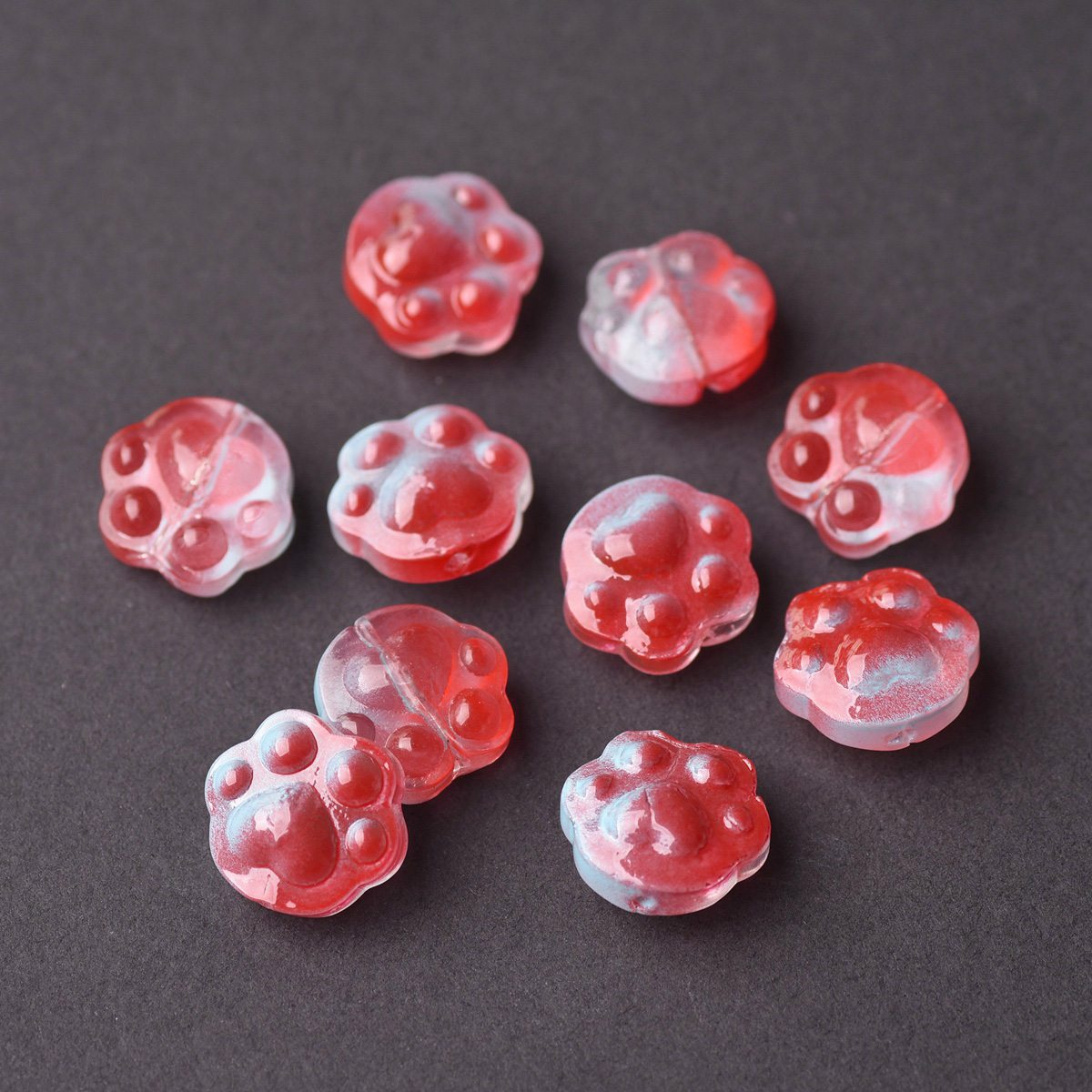 10pcs Bears Paw Shape Colorful Lampwork Glass Loose Beads For Jewelry Making - Picture 9 of 16