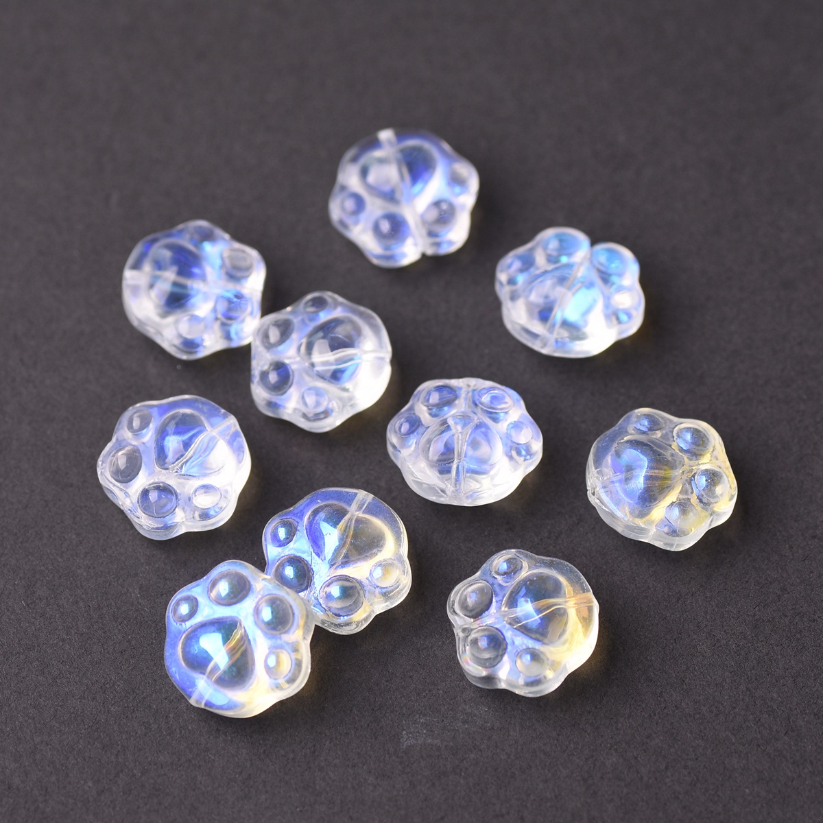 10pcs Bears Paw Shape Colorful Lampwork Glass Loose Beads For Jewelry Making - Picture 10 of 16