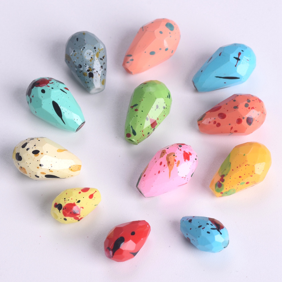 Spots Coated 12x8mm 15x10mm Teardrop Faceted Opaque Glass Loose Beads DIY Lot - Picture 5 of 18