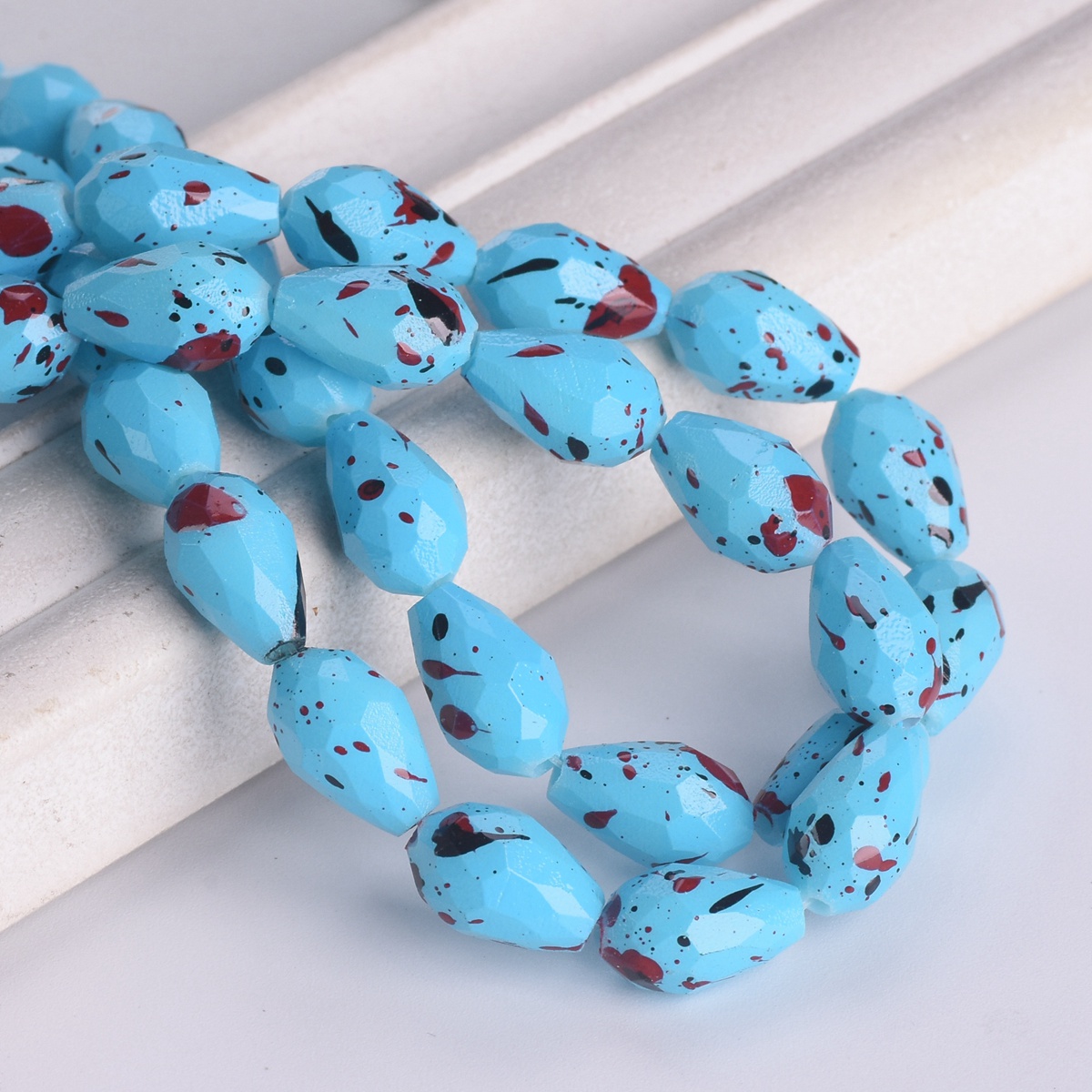 Spots Coated 12x8mm 15x10mm Teardrop Faceted Opaque Glass Loose Beads DIY Lot - Picture 6 of 18