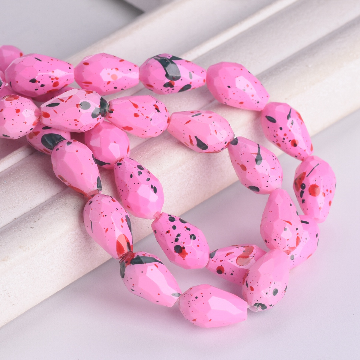 Spots Coated 12x8mm 15x10mm Teardrop Faceted Opaque Glass Loose Beads DIY Lot - Picture 7 of 18