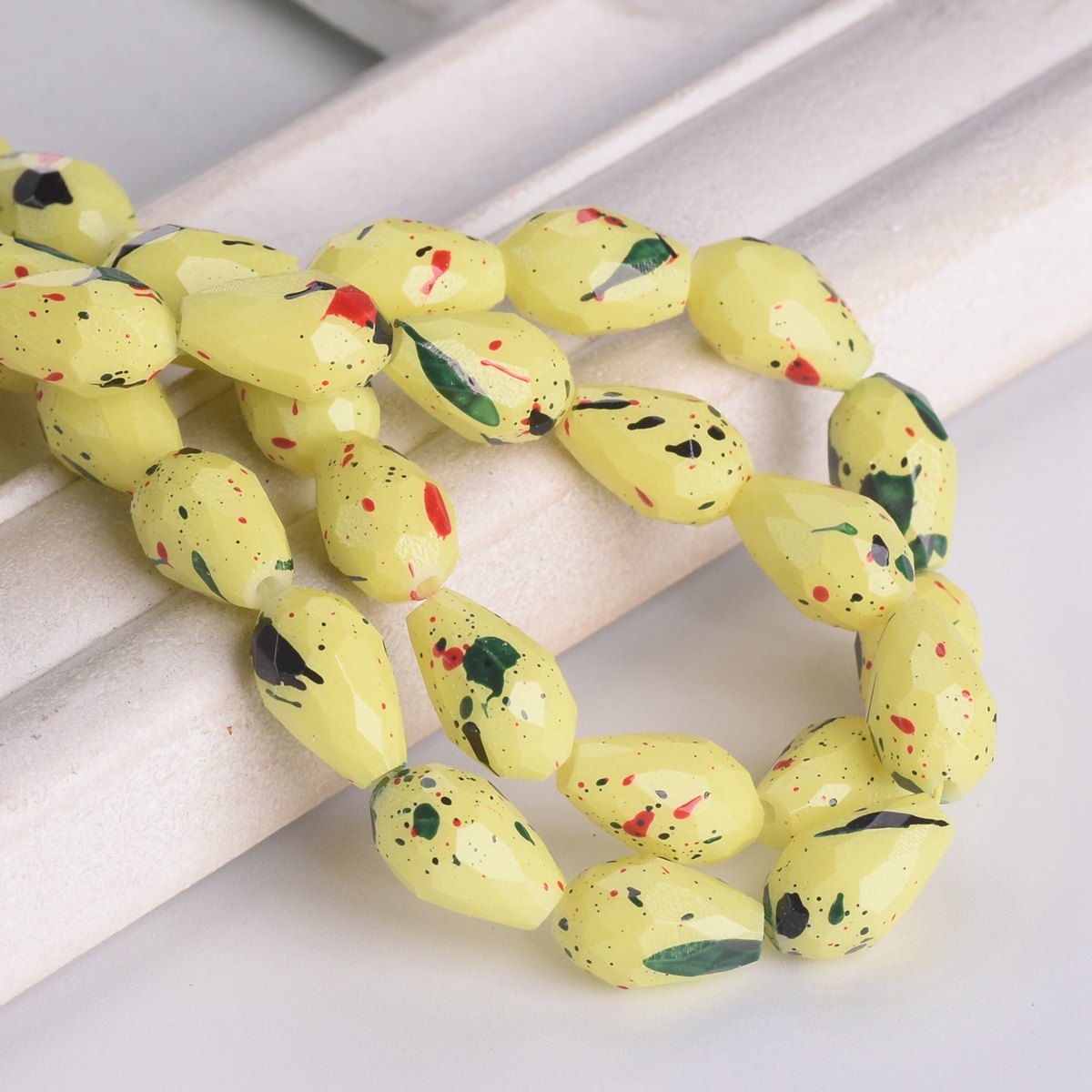 Spots Coated 12x8mm 15x10mm Teardrop Faceted Opaque Glass Loose Beads DIY Lot - Picture 8 of 18