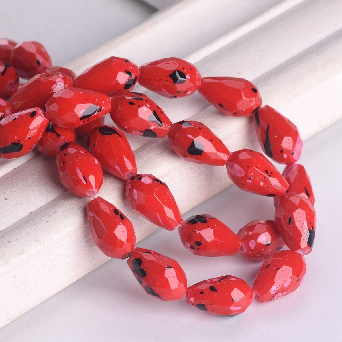Spots Coated 12x8mm 15x10mm Teardrop Faceted Opaque Glass Loose Beads DIY Lot - Picture 9 of 18
