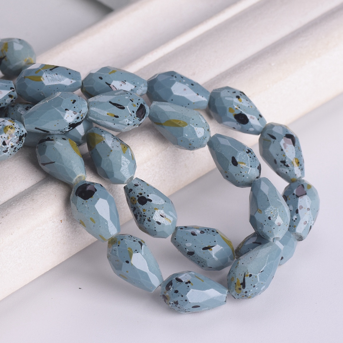 Spots Coated 12x8mm 15x10mm Teardrop Faceted Opaque Glass Loose Beads DIY Lot - Picture 10 of 18