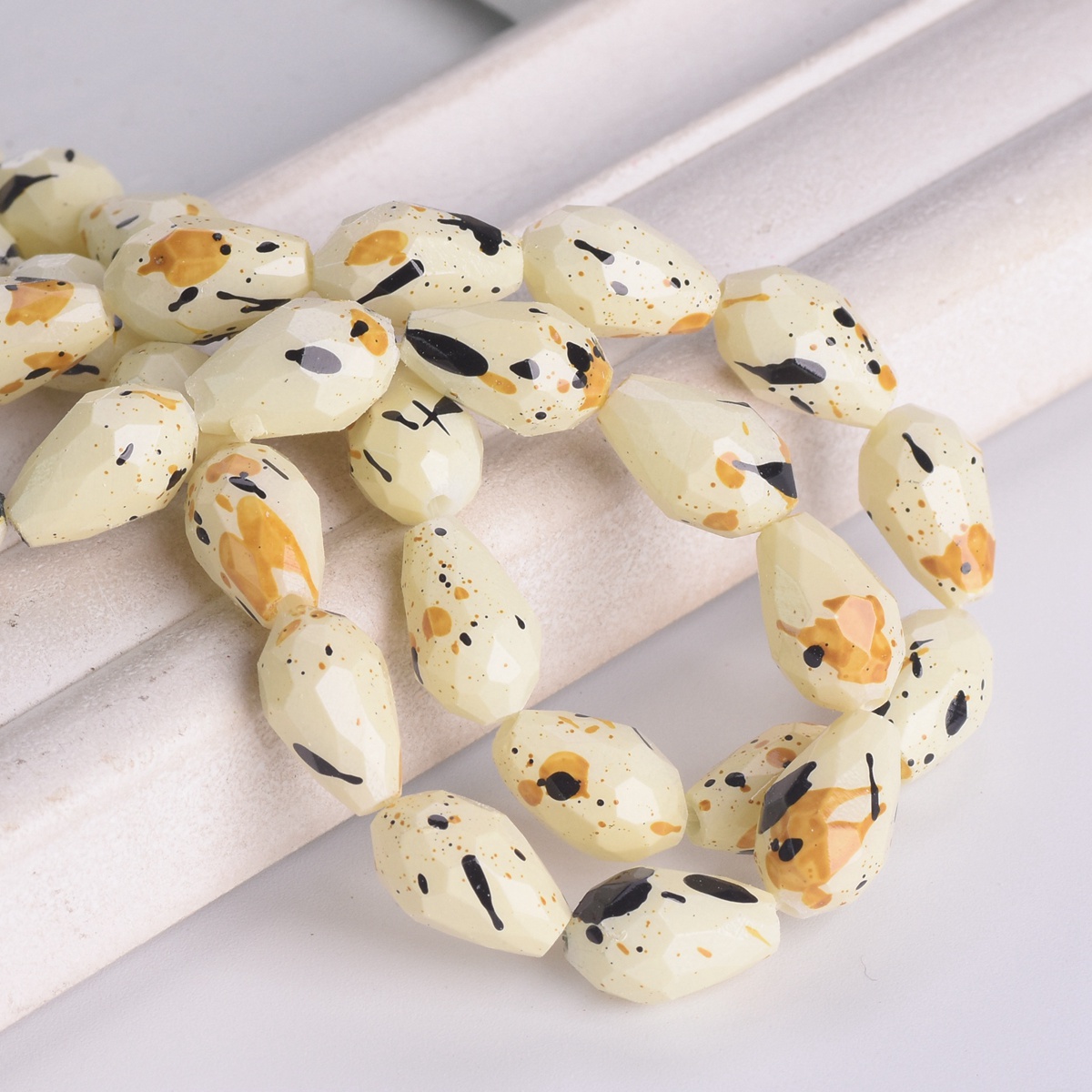Spots Coated 12x8mm 15x10mm Teardrop Faceted Opaque Glass Loose Beads DIY Lot - Picture 14 of 18