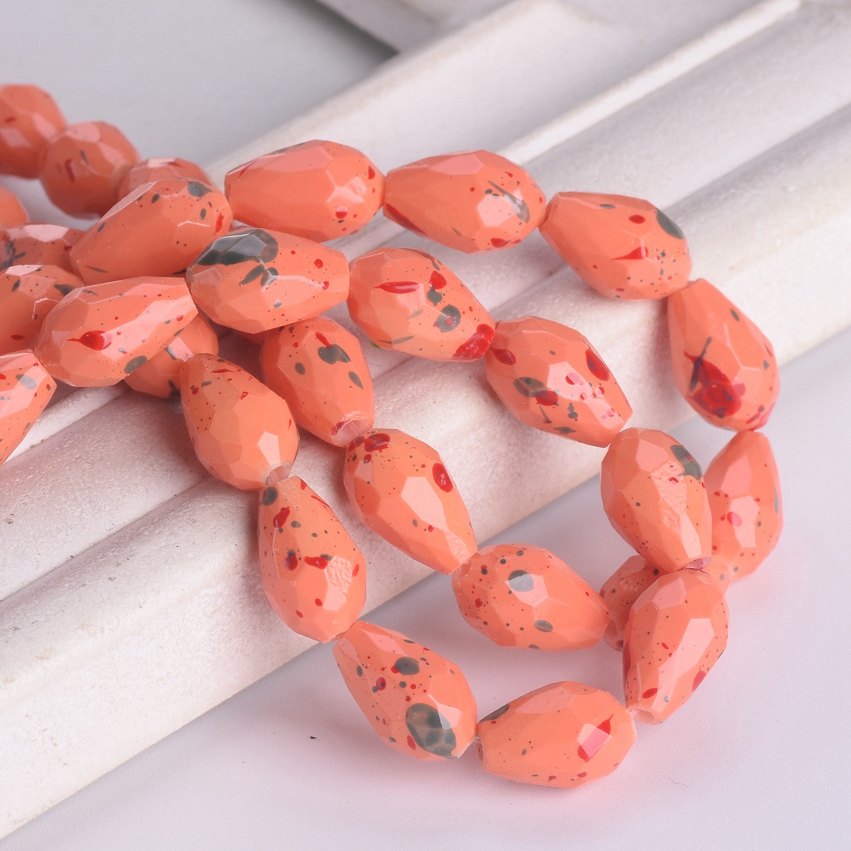 Spots Coated 12x8mm 15x10mm Teardrop Faceted Opaque Glass Loose Beads DIY Lot - Picture 15 of 18