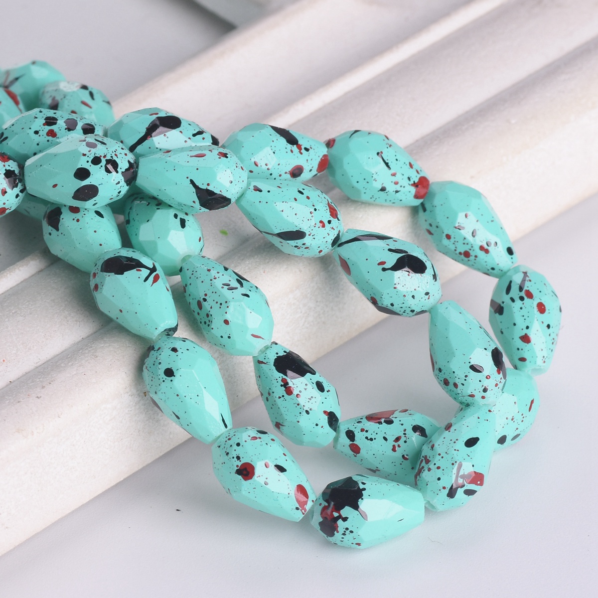 Spots Coated 12x8mm 15x10mm Teardrop Faceted Opaque Glass Loose Beads DIY Lot - Picture 16 of 18