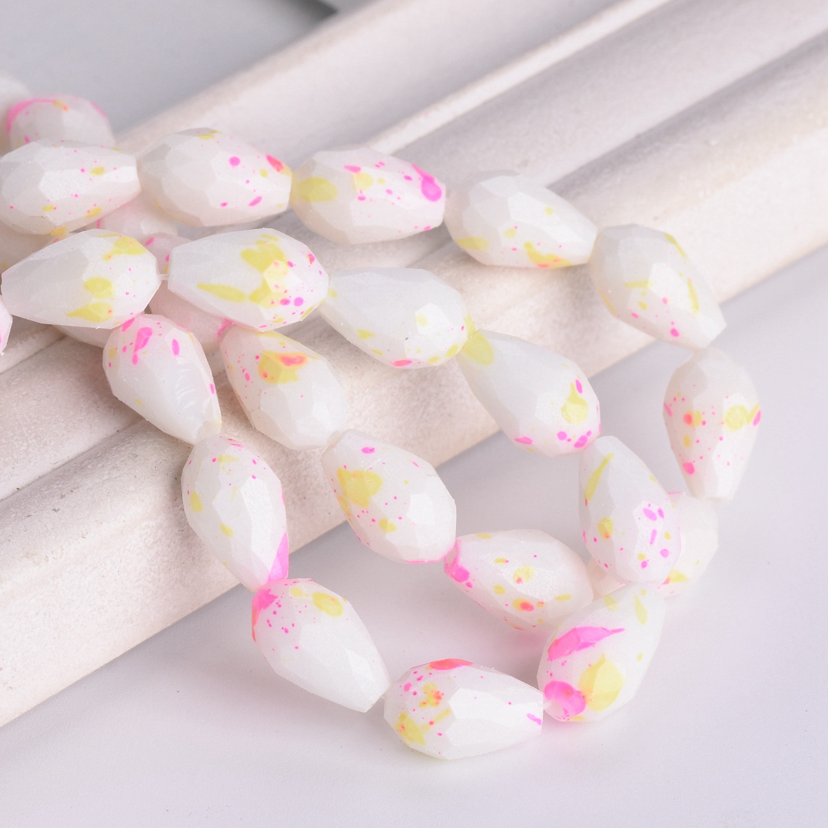 Spots Coated 12x8mm 15x10mm Teardrop Faceted Opaque Glass Loose Beads DIY Lot - Picture 17 of 18