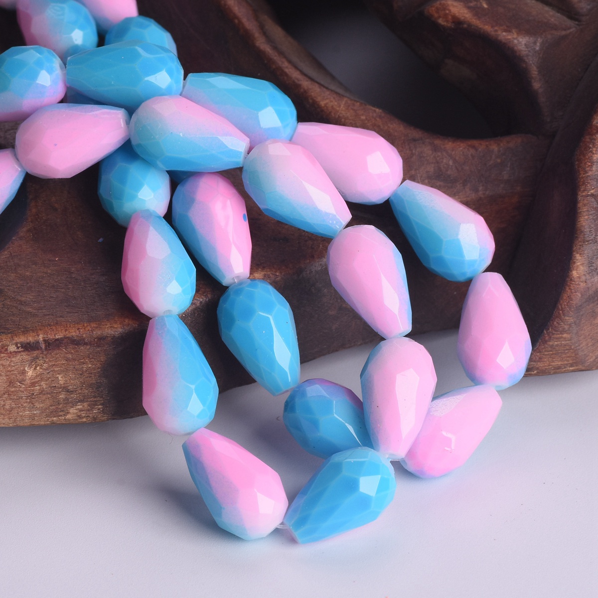 Rainbow Colorful Coated 12x8mm 15x10mm Teardrop Faceted Opaque Glass Loose Beads - Picture 7 of 14