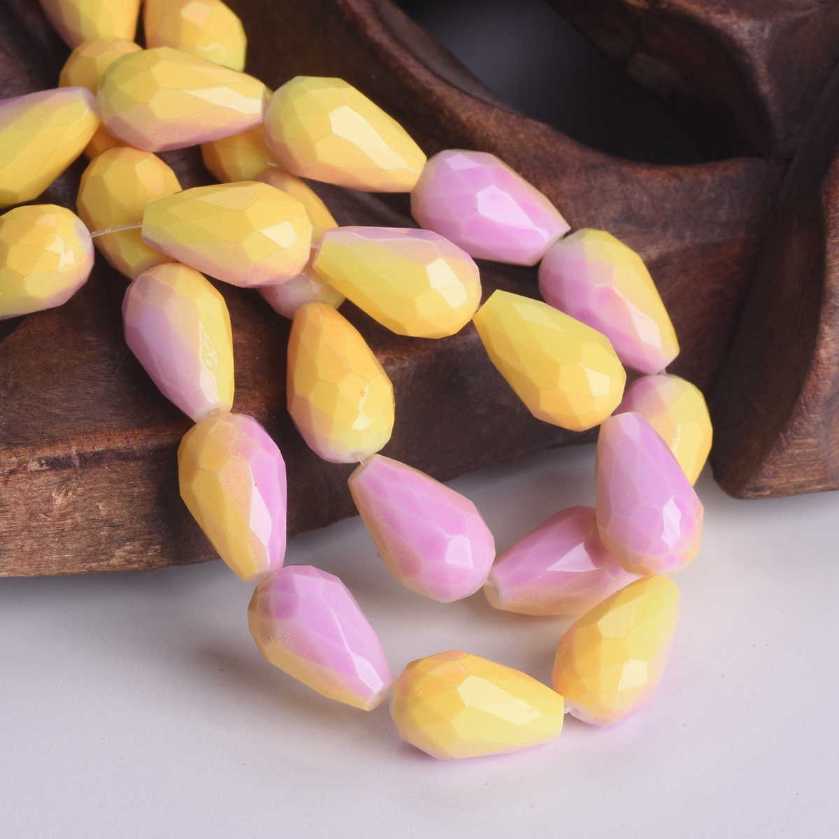 Rainbow Colorful Coated 12x8mm 15x10mm Teardrop Faceted Opaque Glass Loose Beads - Picture 8 of 14
