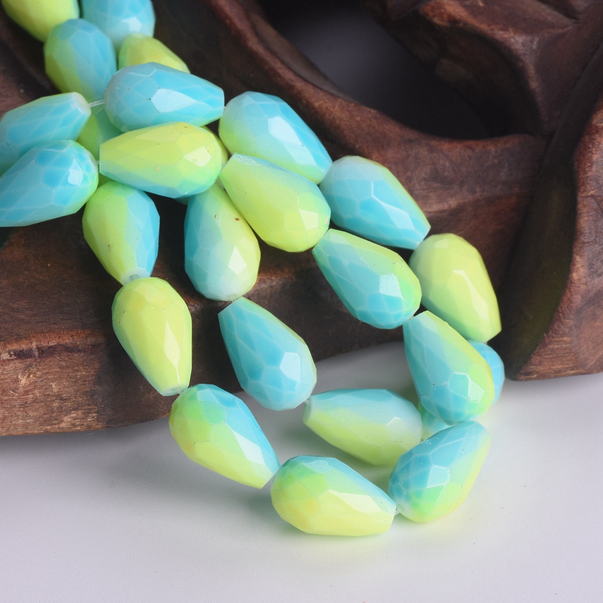 Rainbow Colorful Coated 12x8mm 15x10mm Teardrop Faceted Opaque Glass Loose Beads - Picture 9 of 14