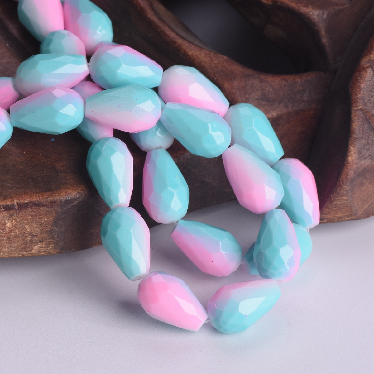 Rainbow Colorful Coated 12x8mm 15x10mm Teardrop Faceted Opaque Glass Loose Beads - Picture 11 of 14