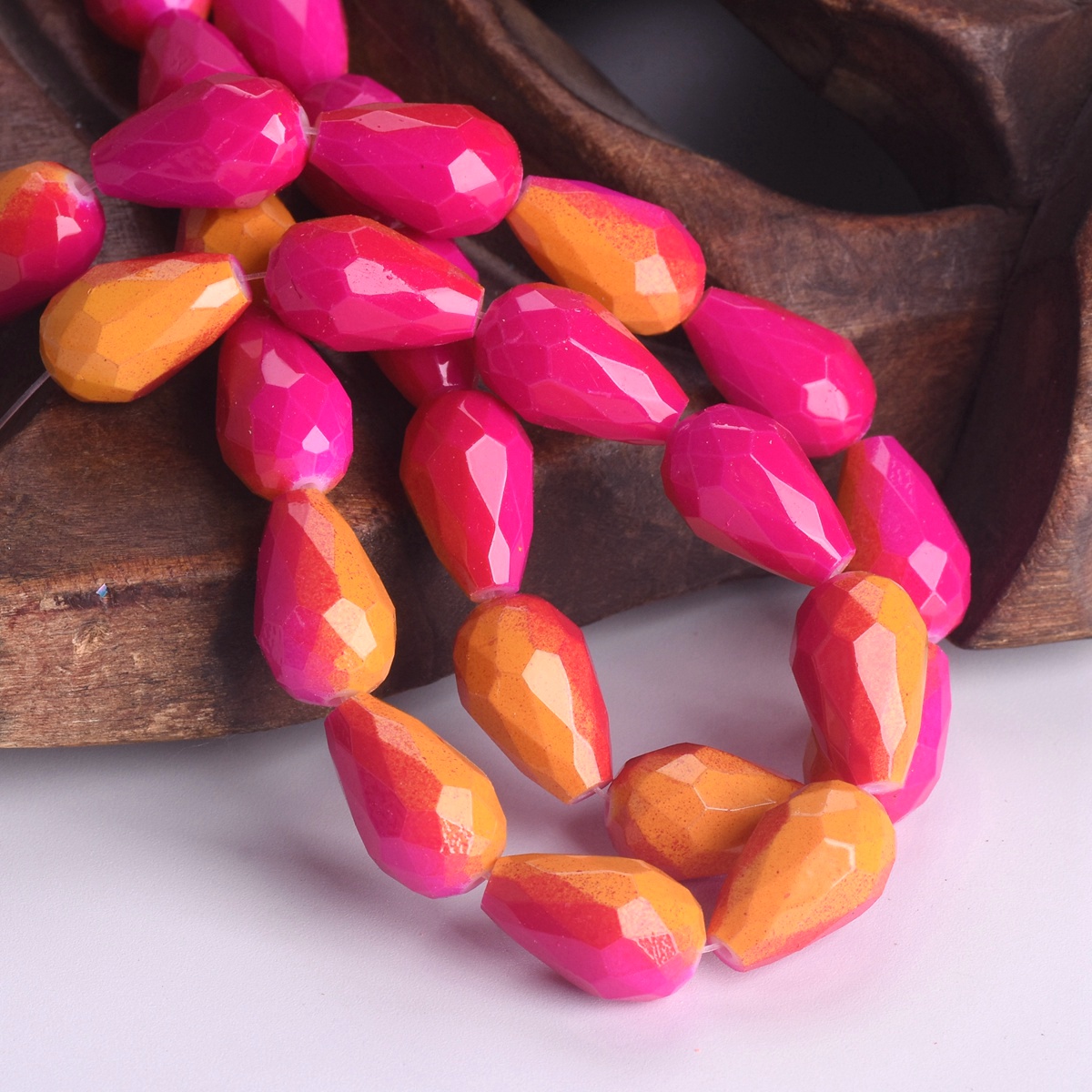 Rainbow Colorful Coated 12x8mm 15x10mm Teardrop Faceted Opaque Glass Loose Beads - Picture 12 of 14