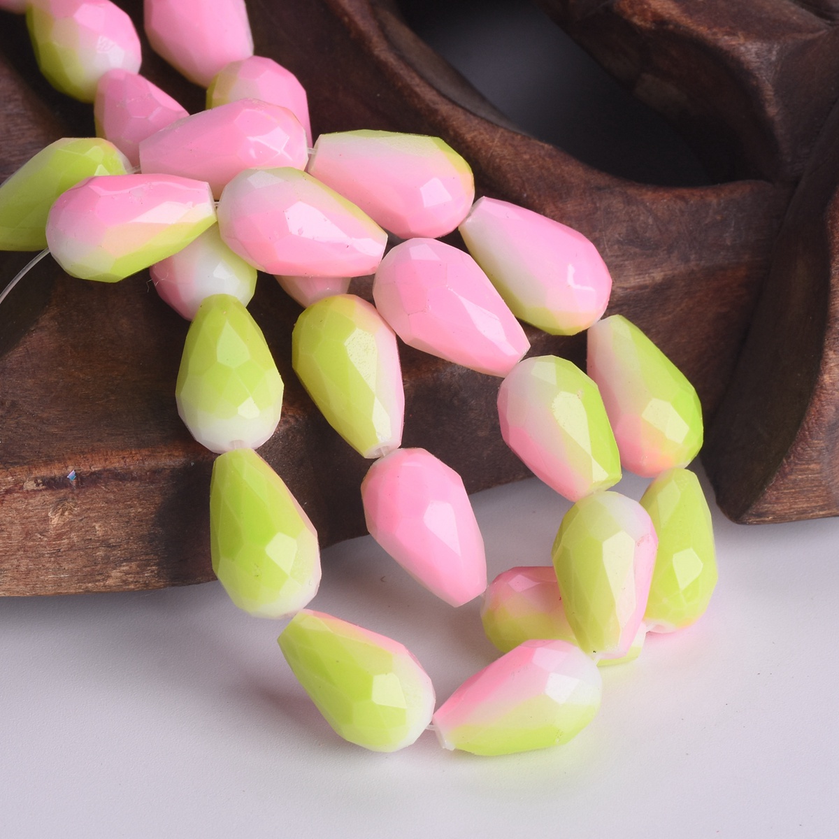 Rainbow Colorful Coated 12x8mm 15x10mm Teardrop Faceted Opaque Glass Loose Beads - Picture 13 of 14
