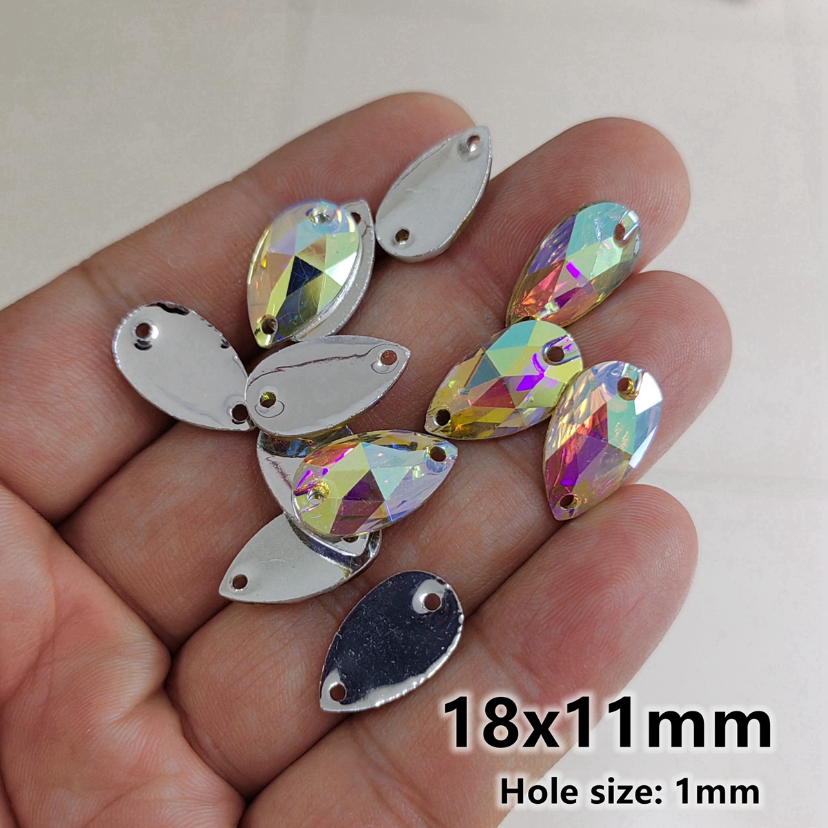 AB Bunt 2 Löcher Nähen Acryl Strasssteine Knöpfe DIY Nähen Lieferungen - Picture 9 of 22