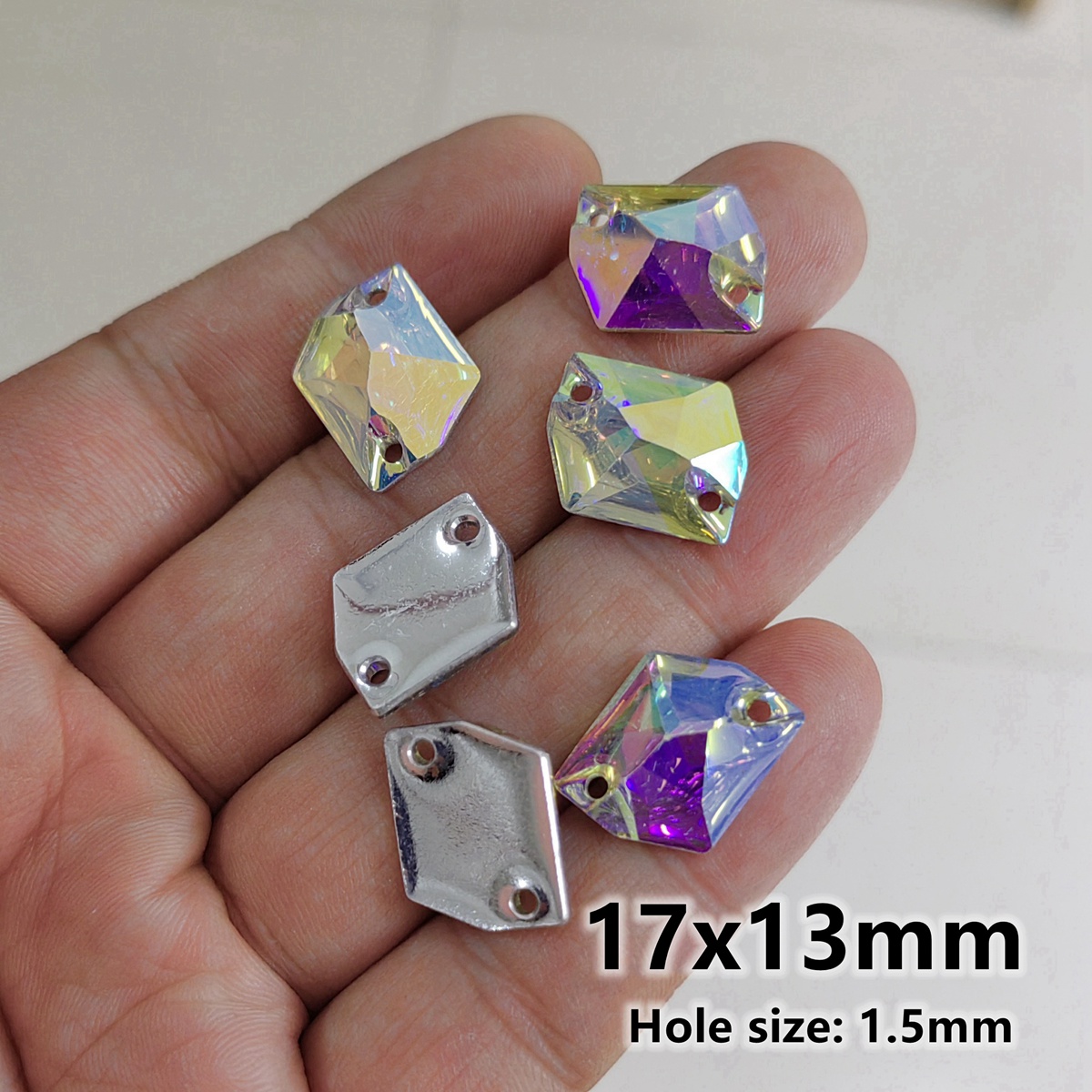 AB Bunt 2 Löcher Nähen Acryl Strasssteine Knöpfe DIY Nähen Lieferungen - Picture 10 of 22