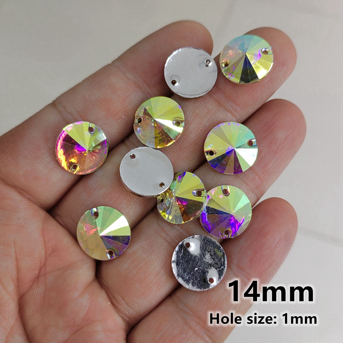 AB Bunt 2 Löcher Nähen Acryl Strasssteine Knöpfe DIY Nähen Lieferungen - Picture 17 of 22