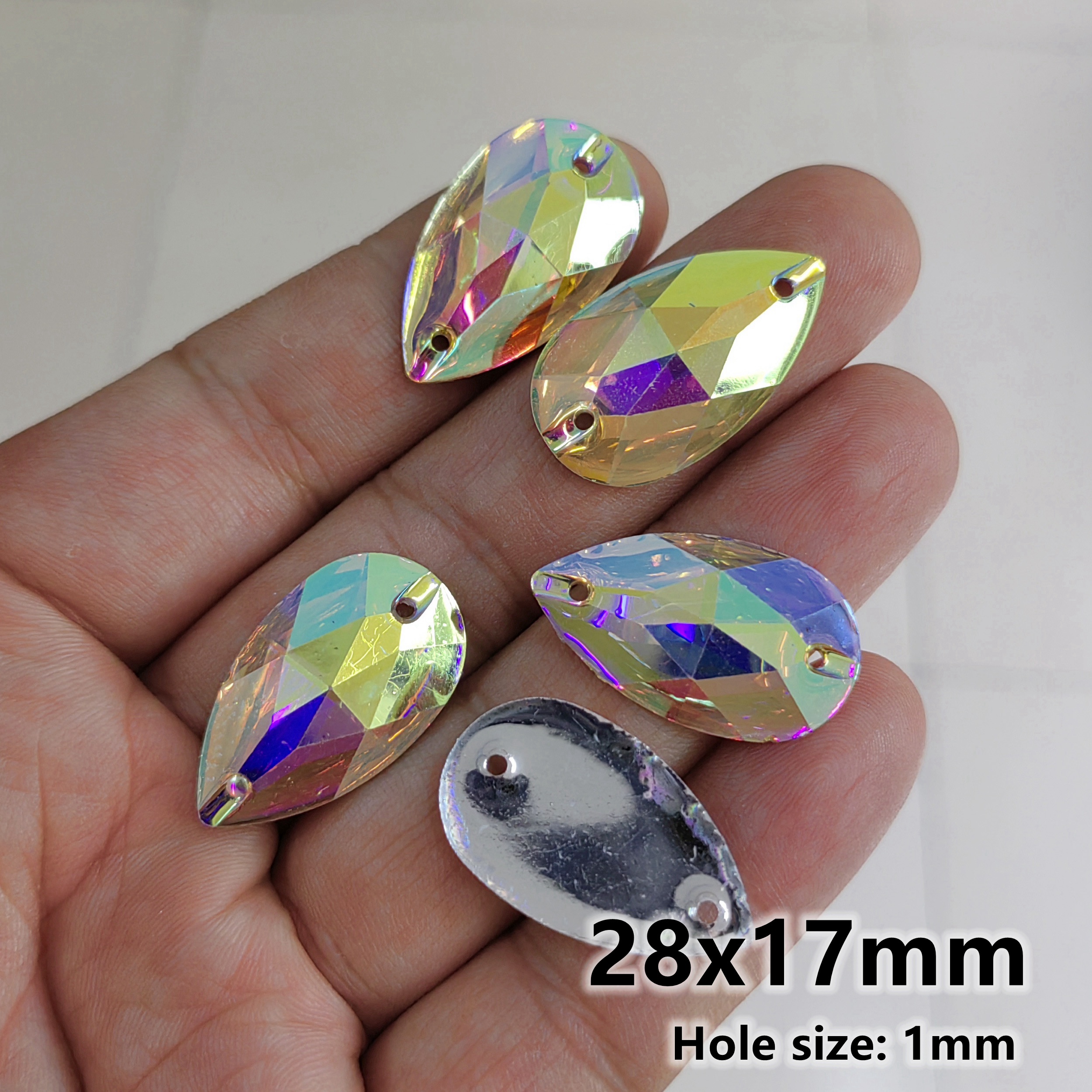 AB Bunt 2 Löcher Nähen Acryl Strasssteine Knöpfe DIY Nähen Lieferungen - Picture 22 of 22