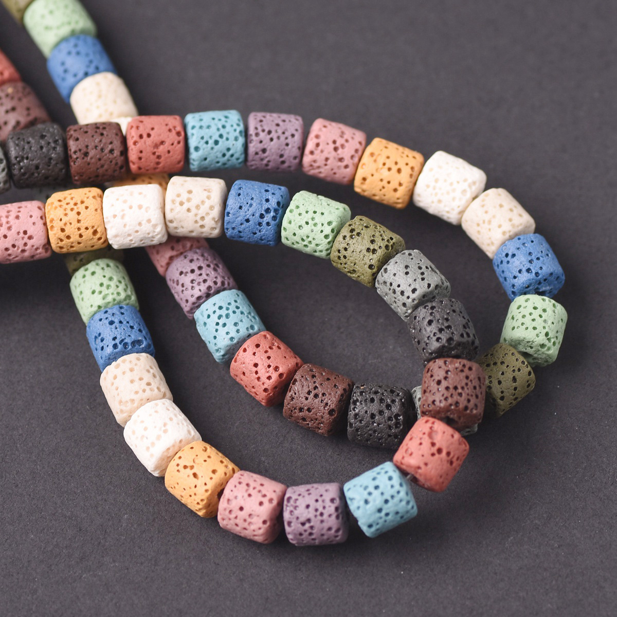 1 Strand 6mm 8mm 10mm Natural Volcano Lava Stone Cylinder Shape Crafts Beads - Picture 4 of 17