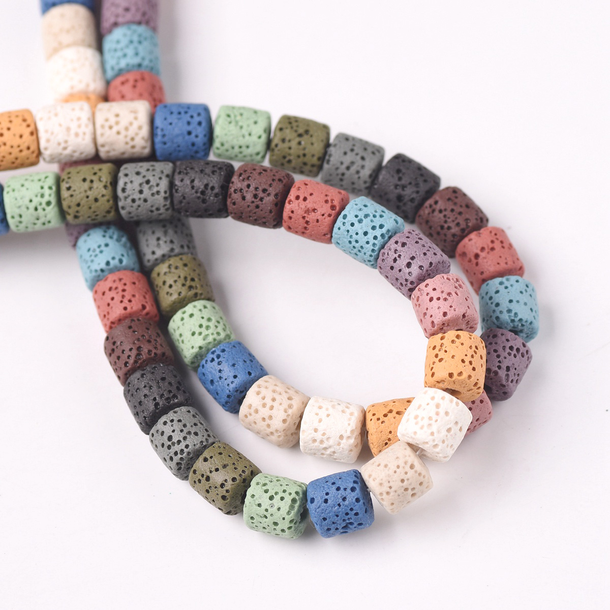 1 Strand Natural Volcano Lava Stone 6mm 8mm 10mm Cylinder Shape Crafts Beads Lot - Picture 3 of 16