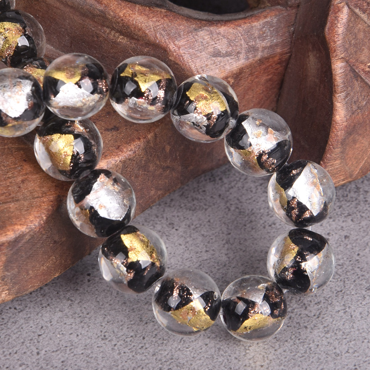 5 pz pellicola rotonda oro/argento all'interno 10 mm 12 mm vetro lampada perline sciolte - Foto 9 di 14