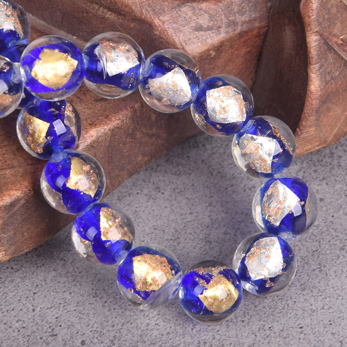 5pcs Round Gold/Silver Color Foil Inside 10mm 12mm Lampwork Glass Loose Beads - Picture 7 of 14