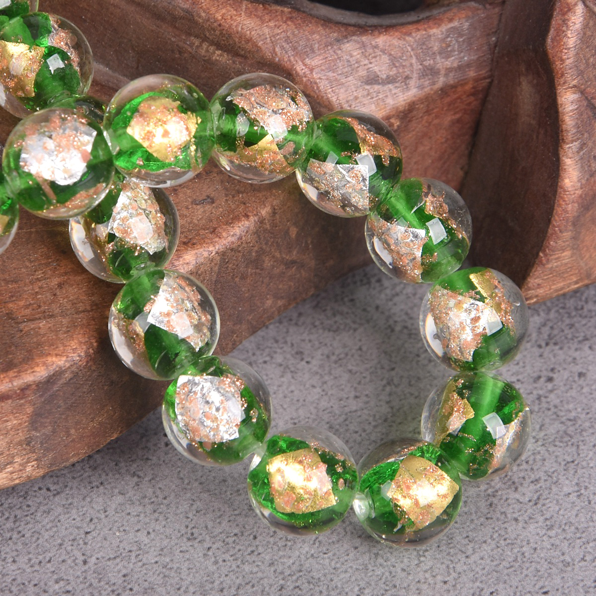 5pcs Round Gold/Silver Color Foil Inside 10mm 12mm Lampwork Glass Loose Beads - Picture 11 of 14