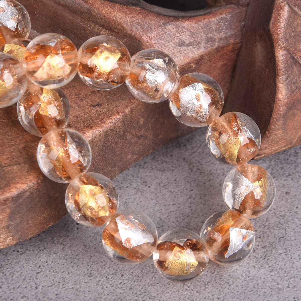 5pcs Round Gold/Silver Color Foil Inside 10mm 12mm Lampwork Glass Loose Beads - Picture 12 of 14
